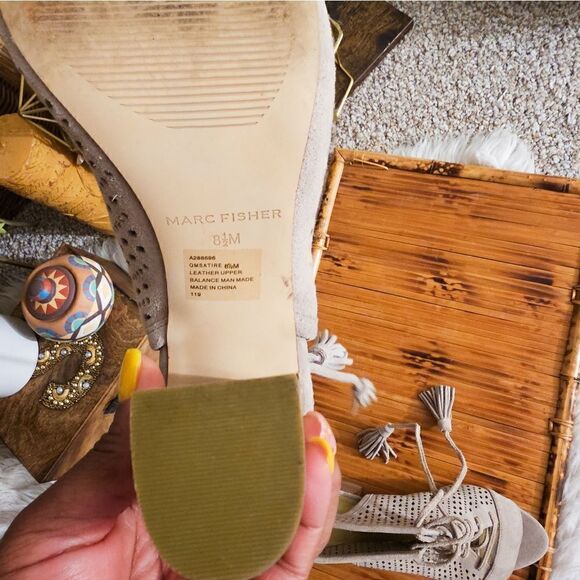 Marc Fisher Satire Lace Up Suede Leather Sandal. - Picture 6 of 14